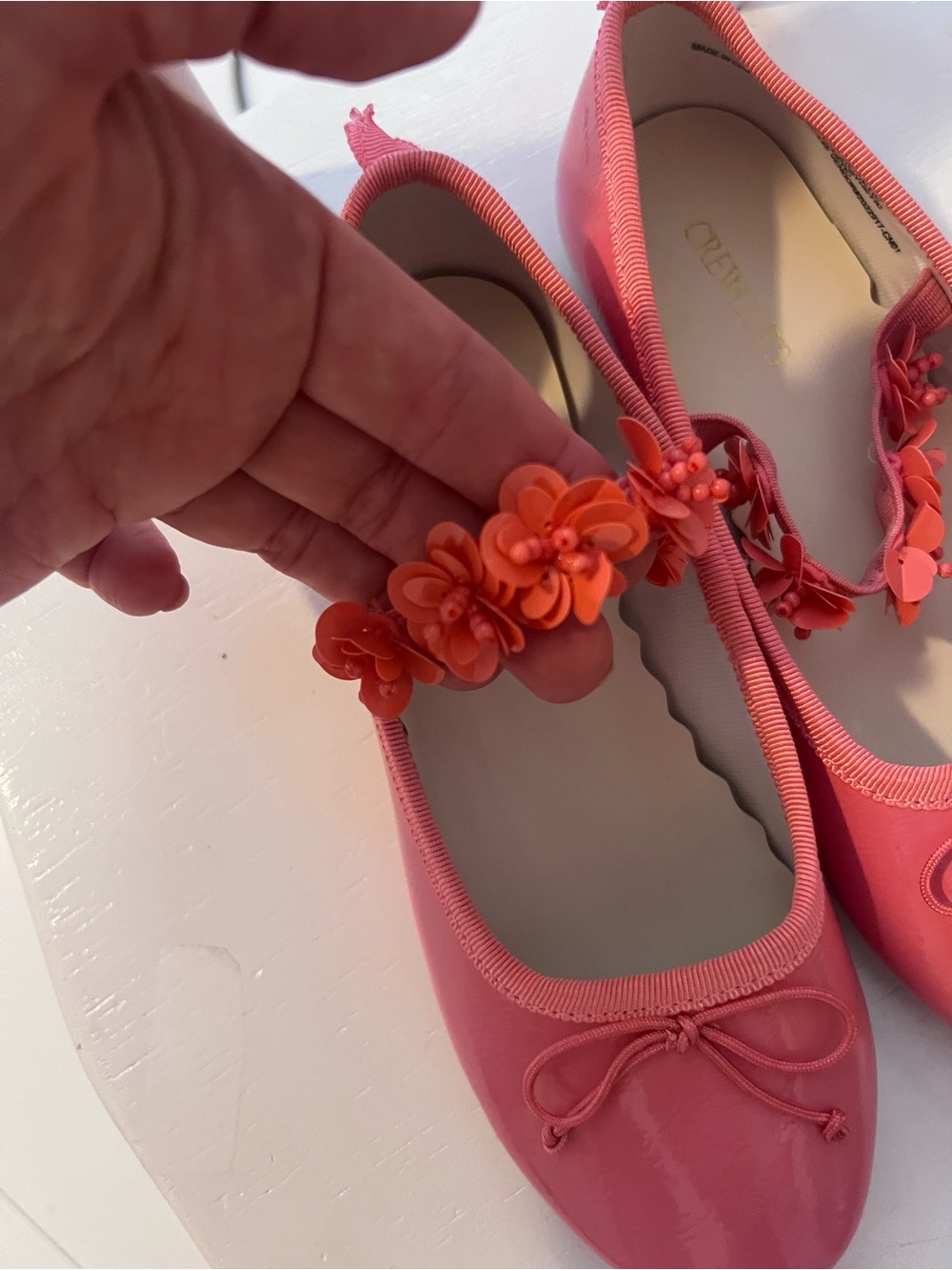 Crewcuts Coral Floral Strap Ballet Flats